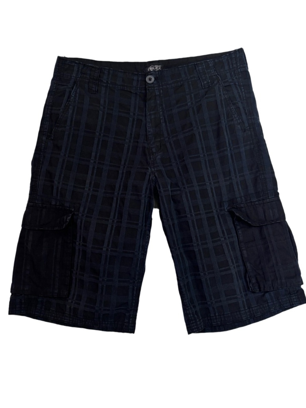 Black Jack Men's Black Plaid Bermuda Cargo Shorts 34
